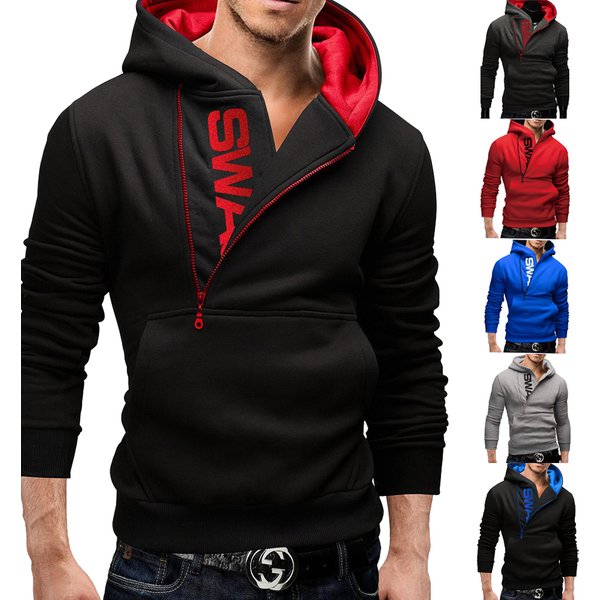 New Arrivals Autumn Fashion Men Casual Slim Letter Printing Head Side Zipper 6 Color Cashmere Sweater Male Outerwear Tops