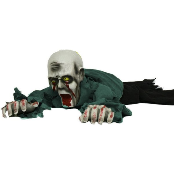 Elektrischer Halloween-Kriechgeist mit Sprachsteuerung, blutiger Zombie mit klappbarem Kopf, leuchtenden Augen und Kletterfunktion für den Garten oder als Bar-Dekoration