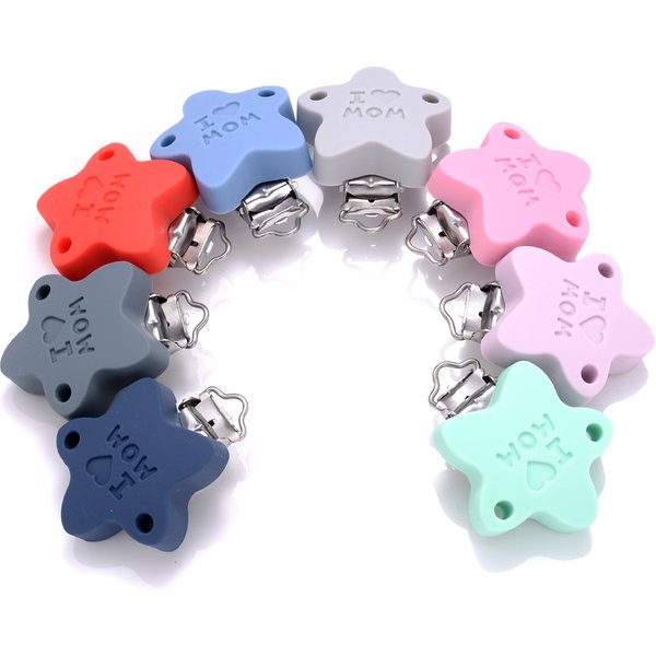Attache-sucette en forme d'étoile, 3 pièces, anneau de dentition Anti-chute, support en Silicone, pince à tétine en acier inoxydable pour bébé, Clips de sucette