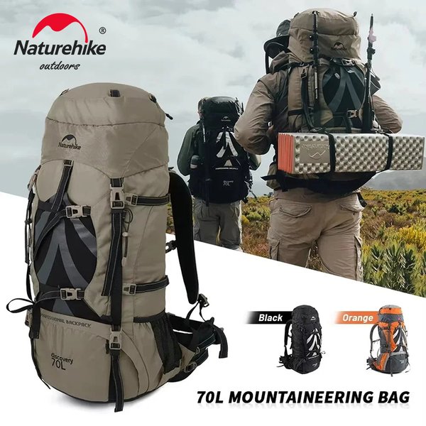 Naturehike Rucksack, professionelle Outdoor-Wander- und Reisetasche, großes Fassungsvermögen, 70 l, Bergsteiger- und Campingtasche, Stützsystem NH70B070-B