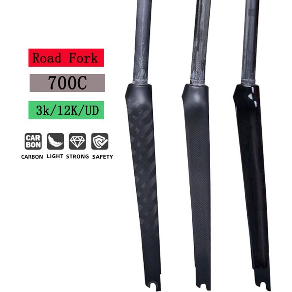 Fourche de vélo de route 700C*25C, finition brillante ou mate, en fibre de carbone 12K 3K UD, pièces de vélo, frein V, fixation rapide 100x9 MM