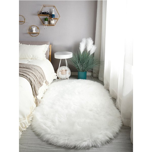 Wolle artiges Plüsch teppich boden kissen weiß oval wasserdicht rutsch fest Schlafzimmer Wohnzimmer Kissen Sofa Fuß kissen Kissen