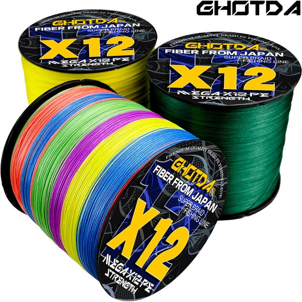 GHOTDA 12 brins 1000M 500M 300M X12 ligne de pêche tressée PE pêche en eau salée de mer tisse Super forte puissance 20-120LB