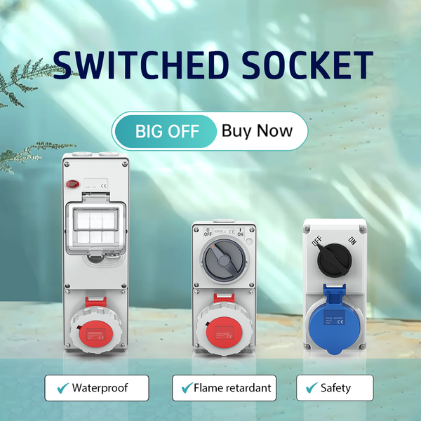Waterproof CEE Socket 3Pin 32a Outlet Combination Switched Socket With Circuit Protection EV charge socket