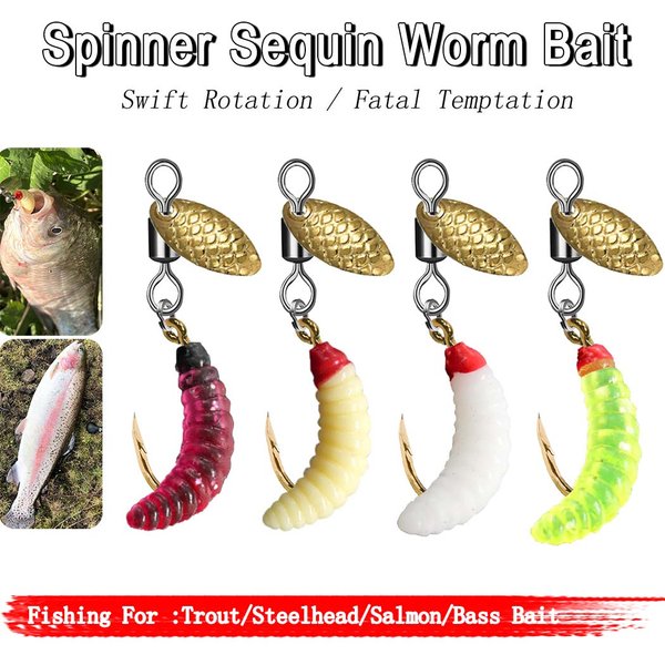 5 Stücke/10 Stücke Spinner Pailletten Wurm Köder Fliegen Angeln Köder Haken Für Forelle/Steelhead/Salmon/Bass