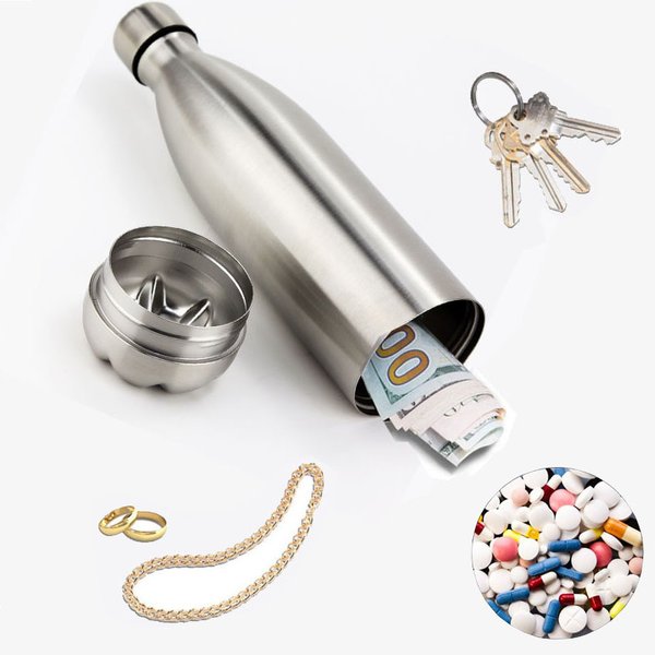 Bouteille d'eau de dérivation de 750ml, bouteille d'eau Portable, organisateur de pilules secrètes, peut cacher en toute sécurité pour l'argent, boîte porte-clés Bonus
