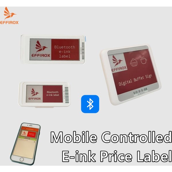 Étiquette de prix électronique contrôlée par mobile, étiquette de prix E-paper E-ink, étiquette de rayon électronique avec Bluetooth, étiquette numérique E-ink
