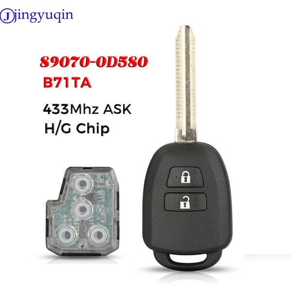 Jingyuqin clé de voiture à distance pour Toyota Yaris Verso RAV4 2008 2009 2010 2015 avec puce G H en option FCC ID B71TA 89070-0D580 433Mhz