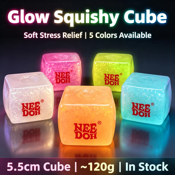HOT Schylling Needoh Nice Cube Squishy Stress Toy Leuchtet im Dunkeln Langsam Rückfederndes Sensorisches Glitzer-Druckentlastungsspielzeug für Erwachsene Geschenke