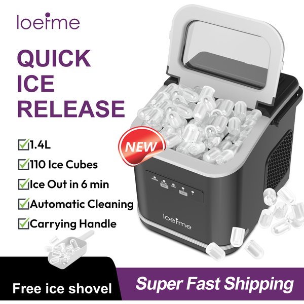 Loefme Elektrische Eismaschine, professionelle Eiswürfelmaschine, tragbare automatische Reinigung, Kugel, runde Eisblock-Herstellungsmaschine, Heimbar