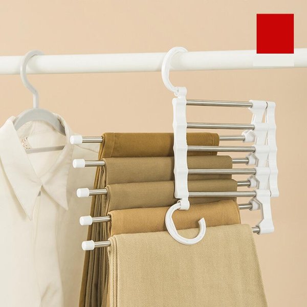 5-in-1 platzsparender Hosenbügel, zusammenklappbarer Handtuch-Krawattenhaken, multifunktionaler Kleidungshosenständer, Kleiderschrank, Organizer, Aufbewahrung