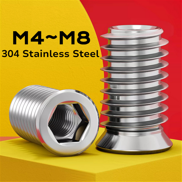 304 Edelstahl Sechskant-Einpressmuttern M4 M5 M6 M8 für Tisch, Schreibtisch, Stuhl, Bett, Holzbearbeitung