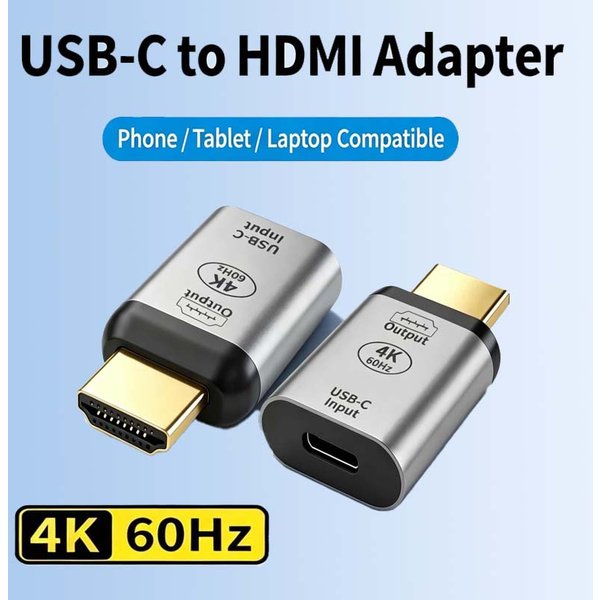 USB-C zu HDMI Adapter Typ C USB-Buchse zu HDMI-Stecker HDTV Multiport-Konverter 4K 60Hz Kompatibel mit TV, Display