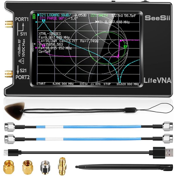Analizator sieci wektorowej SeeSii LiteVNA VNA 50KHz-6.3GHz, przenośny analizator sieci wektorowej NanoVNA z 4-calowym wyświetlaczem, pomiar parametrów S, UHF SWR
