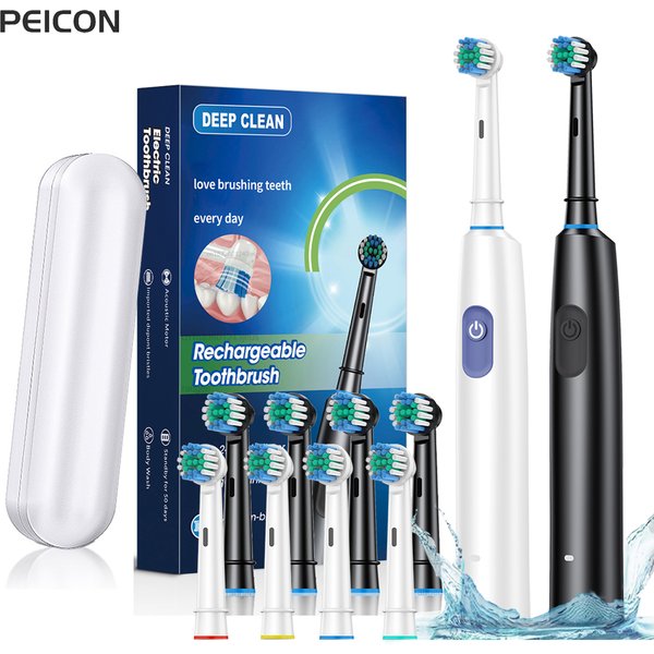 Electric Toothbrush Rotary Rechargeable Electric Toothbrush for Adults Rotating Electric Toothbrushes with 8 Soft Brush Heads