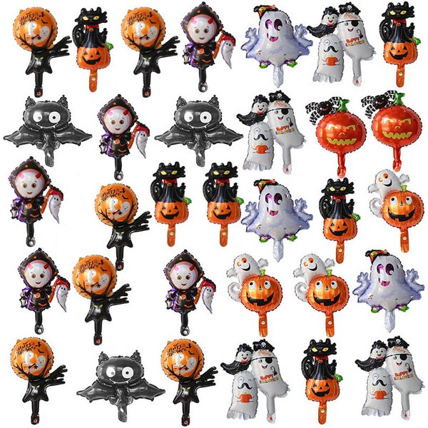 50Pcs Mini Halloween Pumpkin Ghost Foil Balloons Bat Skull Pumpkin Air Globos Kids Toys Party Decoration Supplies Wholesale
