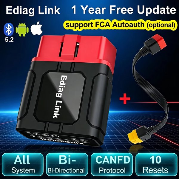 KINGBOLEN Ediag Link CANFD All-System-OBD-Scanner 10 Reset-Funktionen Aktiver Test Bluetooth Auto-Diagnosetool für iOS Android