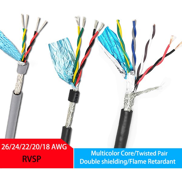 Câble blindé à paires torsadées RVSP 1/5/30M STP 26 24 22 20 18AWG 2/4/6/8C, fil de commande de signal RS485, câble audio/haut-parleur/microphone