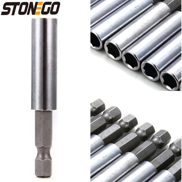 STONEGO 1PC/10PCS 60mm Magnetische Schraubendreher Verlängerung Bit Tipps Halter 1/4in Sechskantschaft Set Bohrer Adapter
