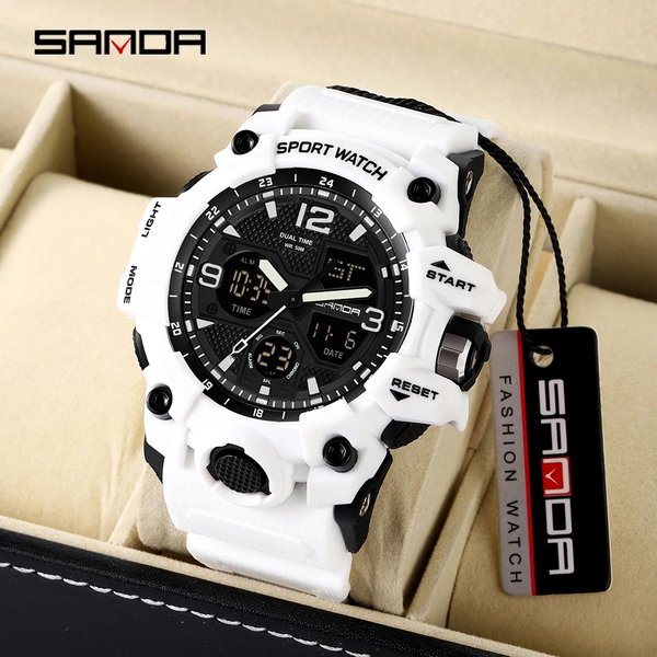 SANDA Top-Marke Sportuhren für Herren Militär-Quarzuhr Wasserdichte Armbanduhr für Männer Stoßfeste Uhr Relogios Masculino 6030