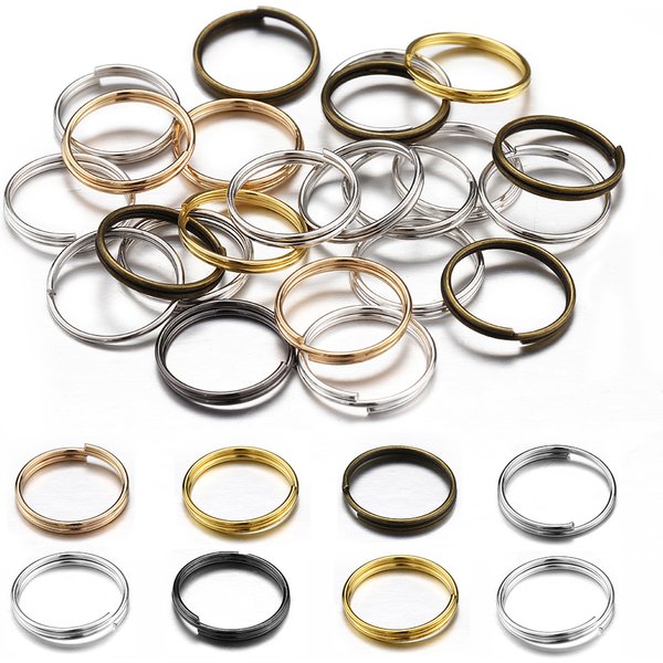 200 pièces porte-clés anneaux ouverts saut anneaux fendus Double boucles cercle porte-clés connecteurs pour la fabrication de bijoux bricolage