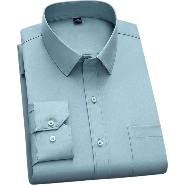 BAMBOOPLE New Fashion Non-iron Shirt Anti-wrinkle Classic Solid Business Casual Soft Wear Long Sleeve Shirts for Men AEchoice