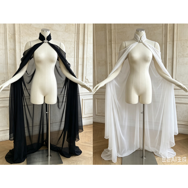 Mittelalterlicher Schal-Umhang für Damen aus Chiffon, Gotischer Wicca-Umhang, Cosplay-Kleid, Halloween-Kostüm, Dünner Schal-Umhang, Bühnenkostüm