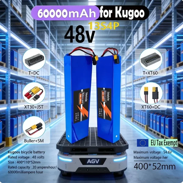 13S4P 48 Volt 60Ah Lithium-Batterie mit integriertem 54,6V BMS Hochleistungsbatterie für 1000W 2000W Citycoco-Roller