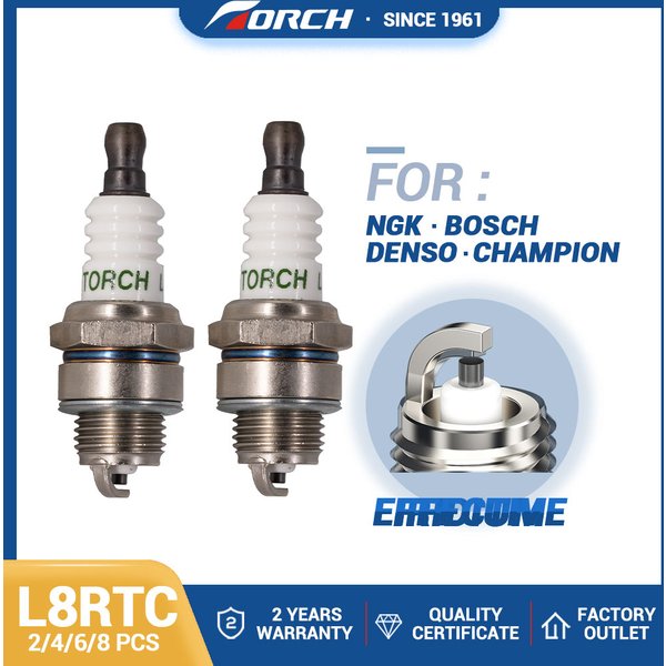 2-8PCS Solid Terminal Candles Replace for BPMR8Y BPM8Y Champion RCJ6Y Brisk PR15YC Kawasaki 920702115 Spark Plugs TORCH L8RTC