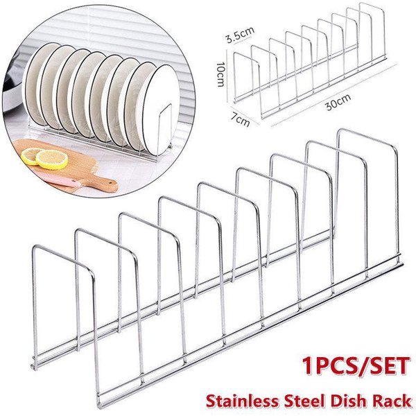 1PCS Stainless Steel Dish Rack Kitchen Dish Pan Plate Draining Rack