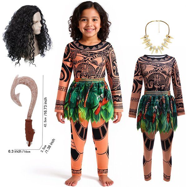 Moana Movie Cartoon characters Maui Kids Boys Costume Maui Tattoo Top+Pants 2Pcs Sets Birthday Children With Fish hook knife
