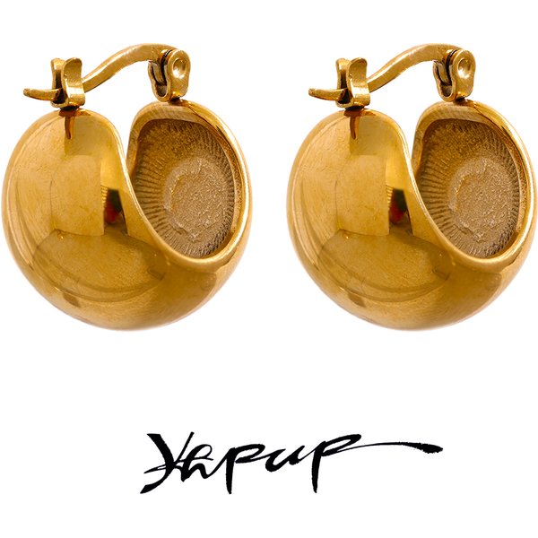 Yhpup Charm Stainless Steel Chunky Geometric Unusual Earrings Personalized Metal Rust Proof 18K Gold Color Jewelry Bijoux Femme