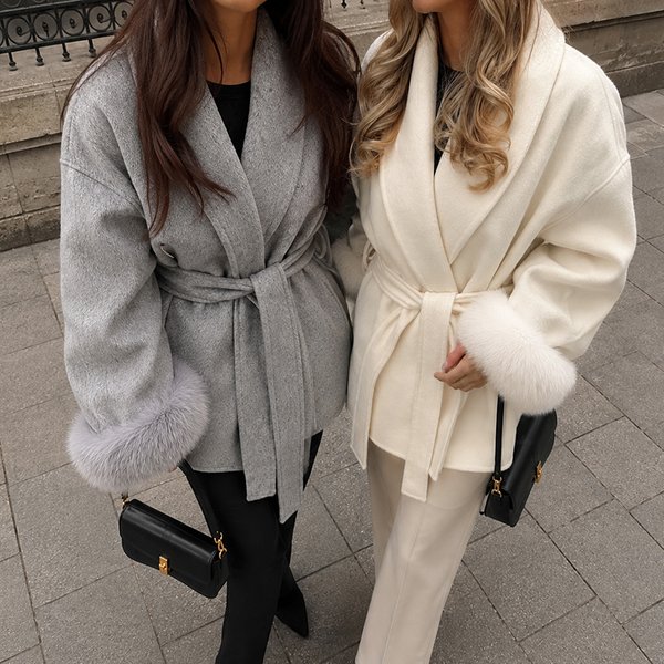 TARUXY fourrure de renard laine manteaux femmes manteau court bureau dame amovible élégant Double face laine pardessus 2025 nouvelle veste Cardigan