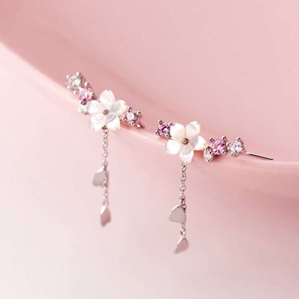 Boucles d'oreilles coréennes en forme de papillon et de fleur pour femmes, bijoux de fiançailles et de mariage, élégants, à la mode, en forme de cœur et de pompon