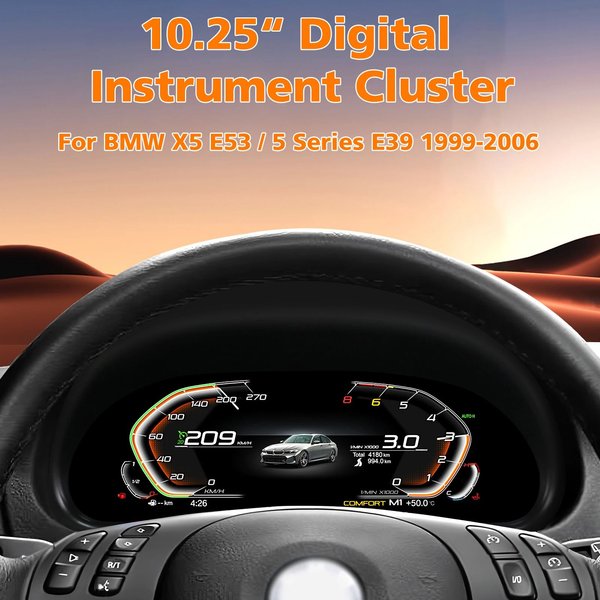 10,25-Zoll Digitales Display Auto-Armaturenbrett für BMW X5 E53 / 5er Serie E39 1999-2006 Auto-Instrumententafel Tachometer Cockpit-Anzeigen