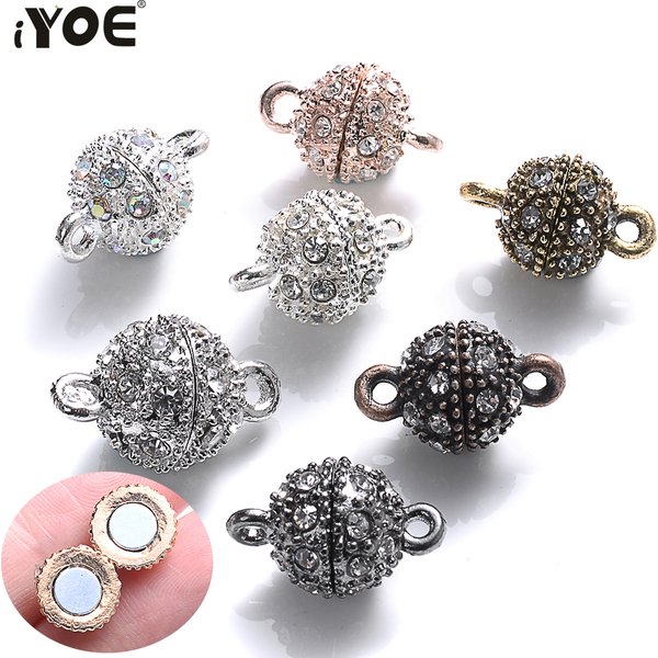 iYOE 5pairs/Lot 8/10mm Round Magnetic Clasps End Crystal Clasp Buckle Connector For Jewelry Making Charms DIY Bracelet Necklace