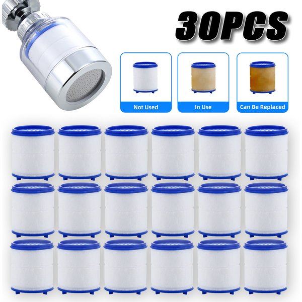 30PCS Wasserhahn Filter Patrone Küche & Bad Dusche Wasserhahn Wasser Filter Sauber Dual Patrone PP Baumwolle Wasser Filter Einheit