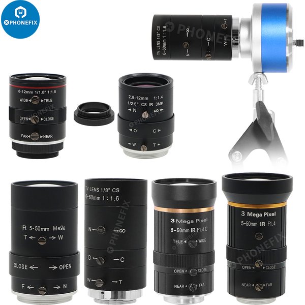 2.8-12mm 8-50mm 6-12mm 5-50mm 6-60mm F1.4 F1.6 cctv Objectif de caméra de sécurité C Mount Manual IRIS zoom Focus lens for box IP camera Industrial Surveillance live streaming HDMI Camera lens optique