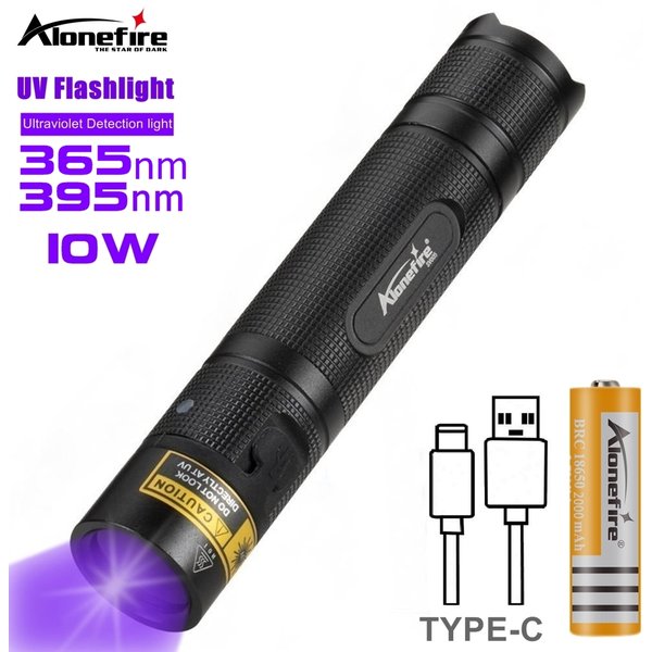 10W 365/405nm UV-Taschenlampe USB Wiederaufladbare Ultraviolett-Schwarzlicht-Taschenlampe zur Erkennung von Tierurin, Katzen-Tinea, Geld, Erz und Skorpionen