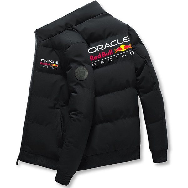 Red Bull 2026 Neue dicke Jacke, warme, mit Baumwolle gefütterte Jacke, lässige Winter-Sport-Daunenjacke, winddichte Jacke mit Stehkragen
