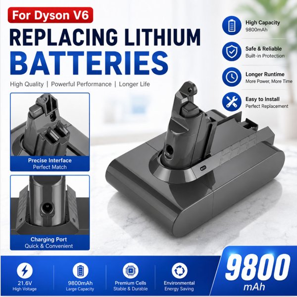 21,6 V 12800 mAh Original Li-Ionen-Akku für Dyson V6 V7 V8 DC58 DC59 DC62 SV03 SV07 SV09 L30 Akku-Staubsauger Ersatzakku
