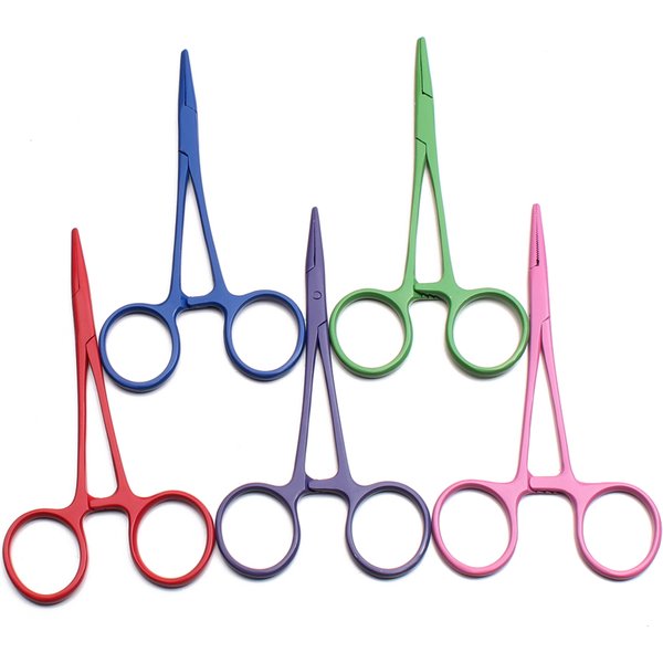 Pince hémostatique à tête incurvée colorée en acier inoxydable, 5 pouces, porte-aiguille pour animaux de compagnie, pince à serviette pour cheveux, C6201
