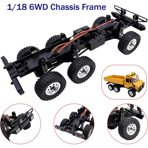 Châssis 6WD assemblé avec boîte de vitesses à double vitesse, moteur 370, amortisseurs de pare-chocs d'axe servo pour voiture RC tout-terrain Trx4m JJRC C8823 1/18 6x6