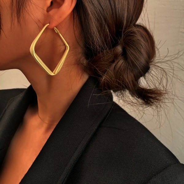 Grandes boucles d'oreilles carrées couleur or pour femmes, bijoux exagérés en métal géométrique cercle irrégulier, à la mode, 2026