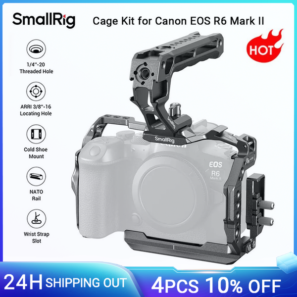 SmallRig R6 Mark II Kamerakäfig-Set für Canon EOS R6 Mark II mit Kabelklemme mit oberem Griff Arca-Swiss Schnellwechselplatte -5197