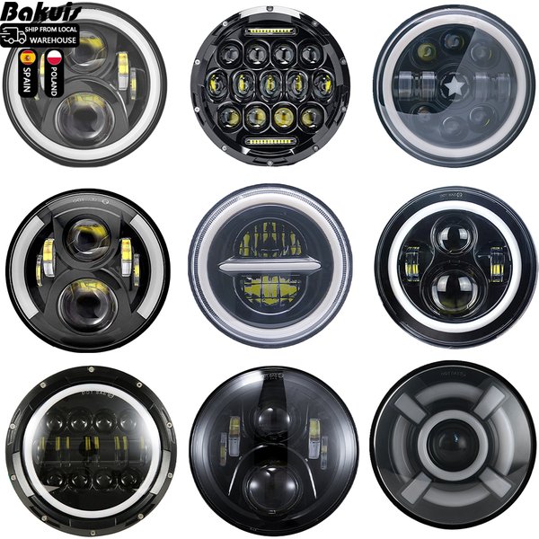 Phare LED de moto 7 pouces homologué E Mark et DOT, faisceau haut/bas, projecteur