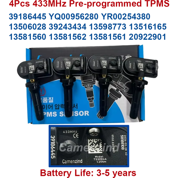 4 Stück Reifendrucksensoren 39186445 YQ00956280 YR00254380 13506028 39243434 13598773 13540606 13597645 13512347 433MHz TPMS für Opel Astra K Astra Van Insignia B (Z18) Vauxhall Astra Insignia