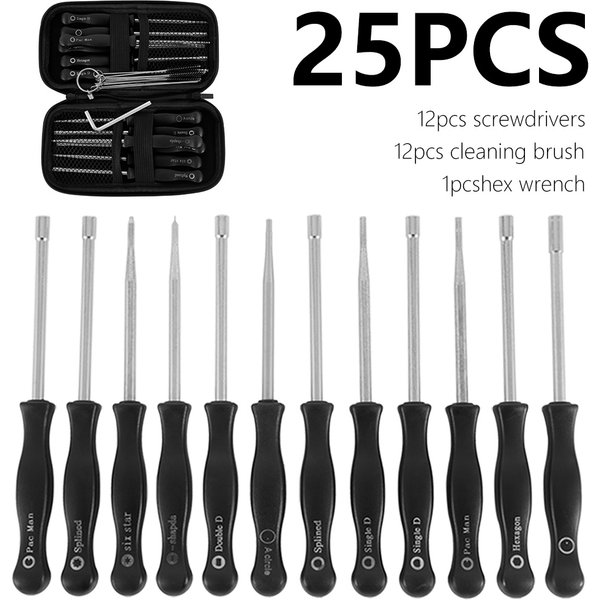 Kit d'outils de brosse de nettoyage de réglage de tournevis de carburateur de 25 pièces pour petit moteur de 2 temps tondeuse Weedeater tronçonneuse
