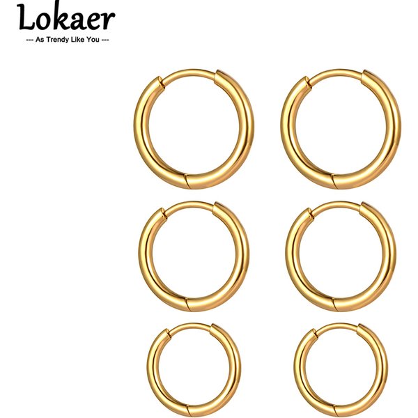 Lokaer 3Pair/Set Titanium Stainless Steel Party Hoop Earrings Bohemia Geometry Circle Earring For Women Серьги Pendientes E21176