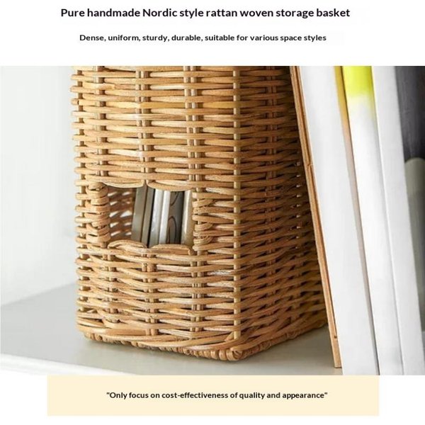 Desktop File Organizer Document Holder For Office Modern Magazine Rack Handwoven Rattan Magazine Holder Office Desktop Storage